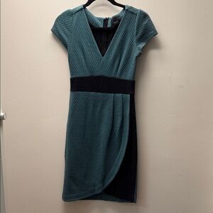 Maeve Teal and Black Textured Mini Dress